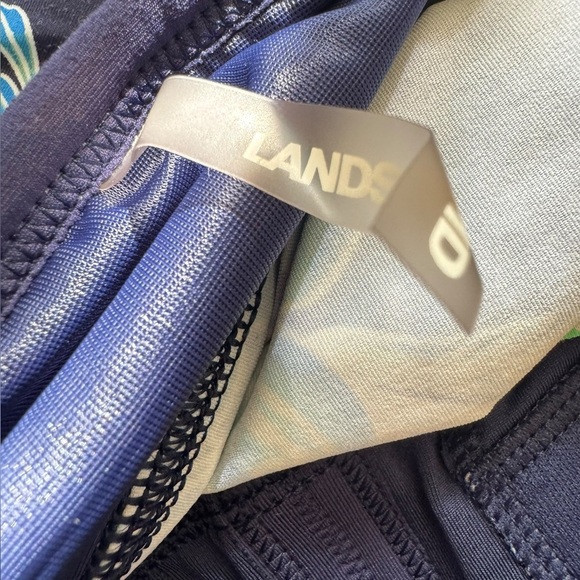 Lands End Womens Keyhole High Neck Tankini Top Deep Sea swimsuit pool beach 4P - Picture 7 of 9